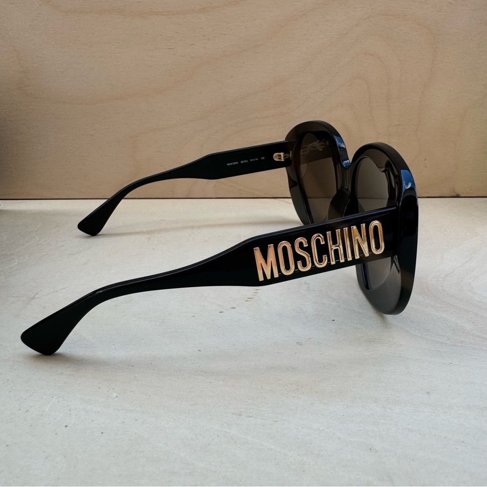 NEW Authentic Moschino Heart Sunglasses Black Reflective - Picture 3 of 8
